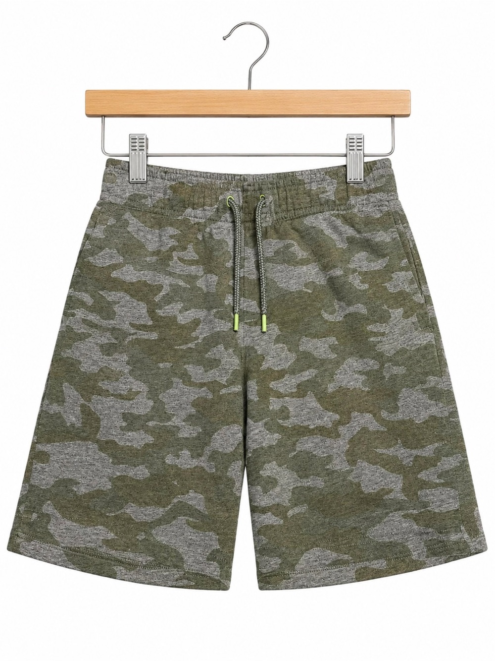 Cat & Jack Boys Camouflage Knit Shorts Olive Green Gray‎ Elastic Waist S 6/7